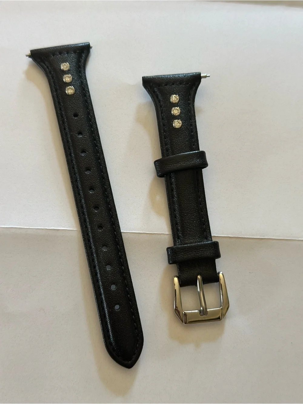 LOFOV Fitbit Versa 1 2 Lite Black Genuine Leather Rhinestone Watch Band